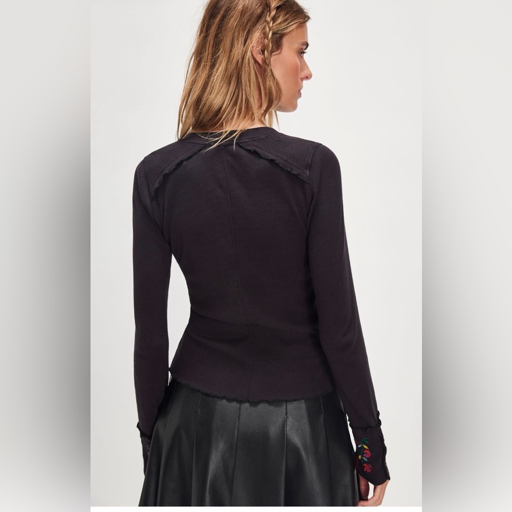 Free People Fleur Embroidered Cuff Henley - Picture 6 of 11